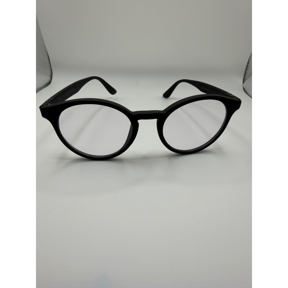 Blenders Eyewear Matte Black Blue Light Blocking Glasses Round Frame Clear Lens